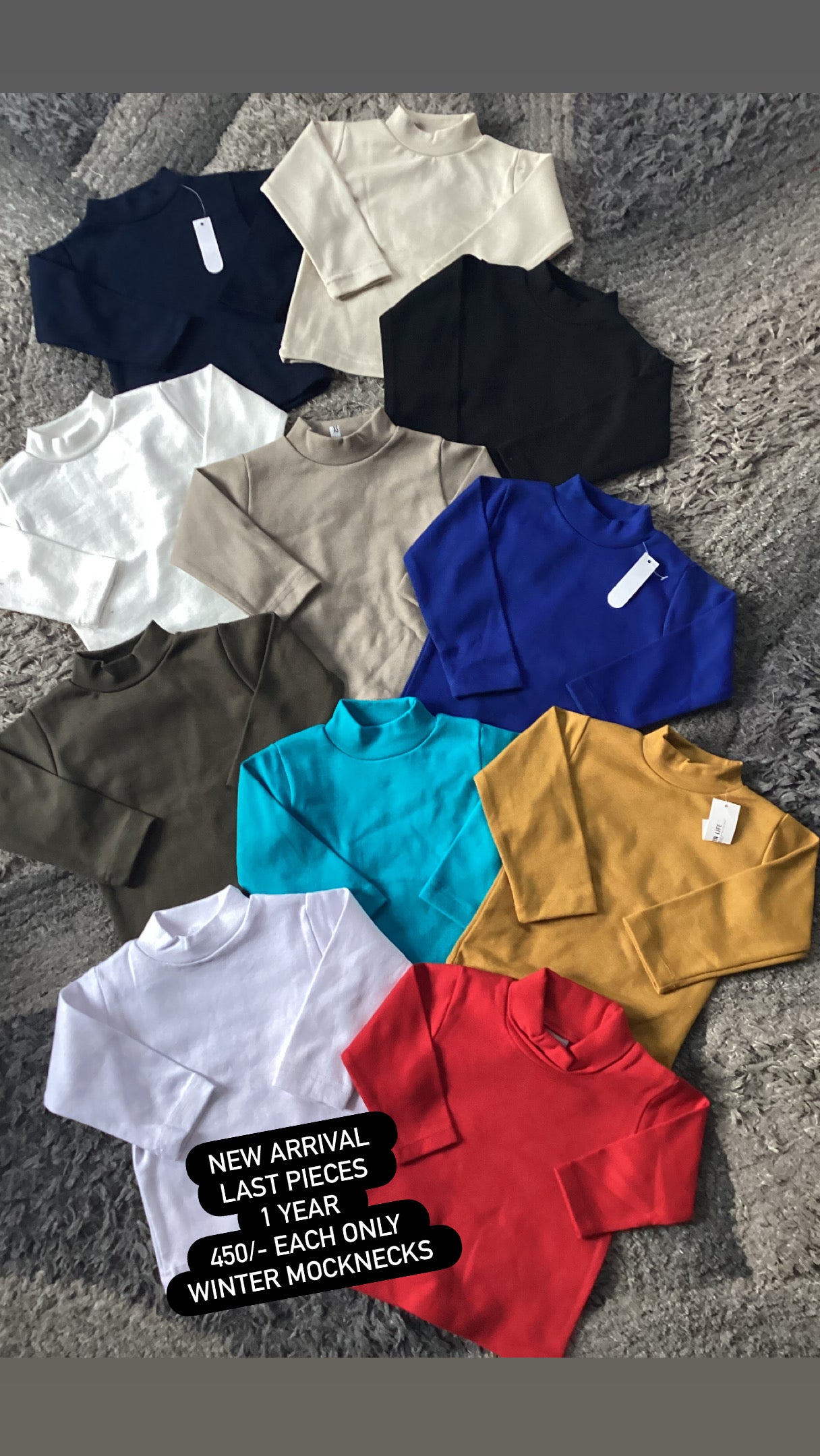 Kids Girls Boys Affordable Baby Outfits –- Winter Warm Hi/Mock Necks Pack of 3