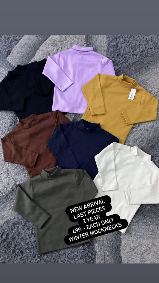Kids Girls Boys Affordable Baby Outfits –- Winter Warm Hi/Mock Necks Pack of 3