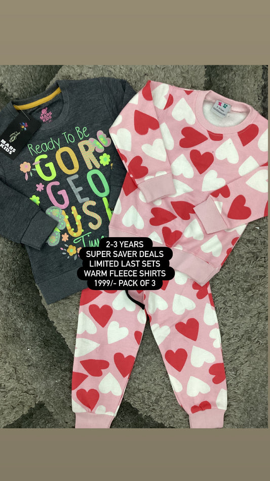 Kids Girls Affordable Baby Outfits –- Winter Warm Fleece Track Suits and shirts deal