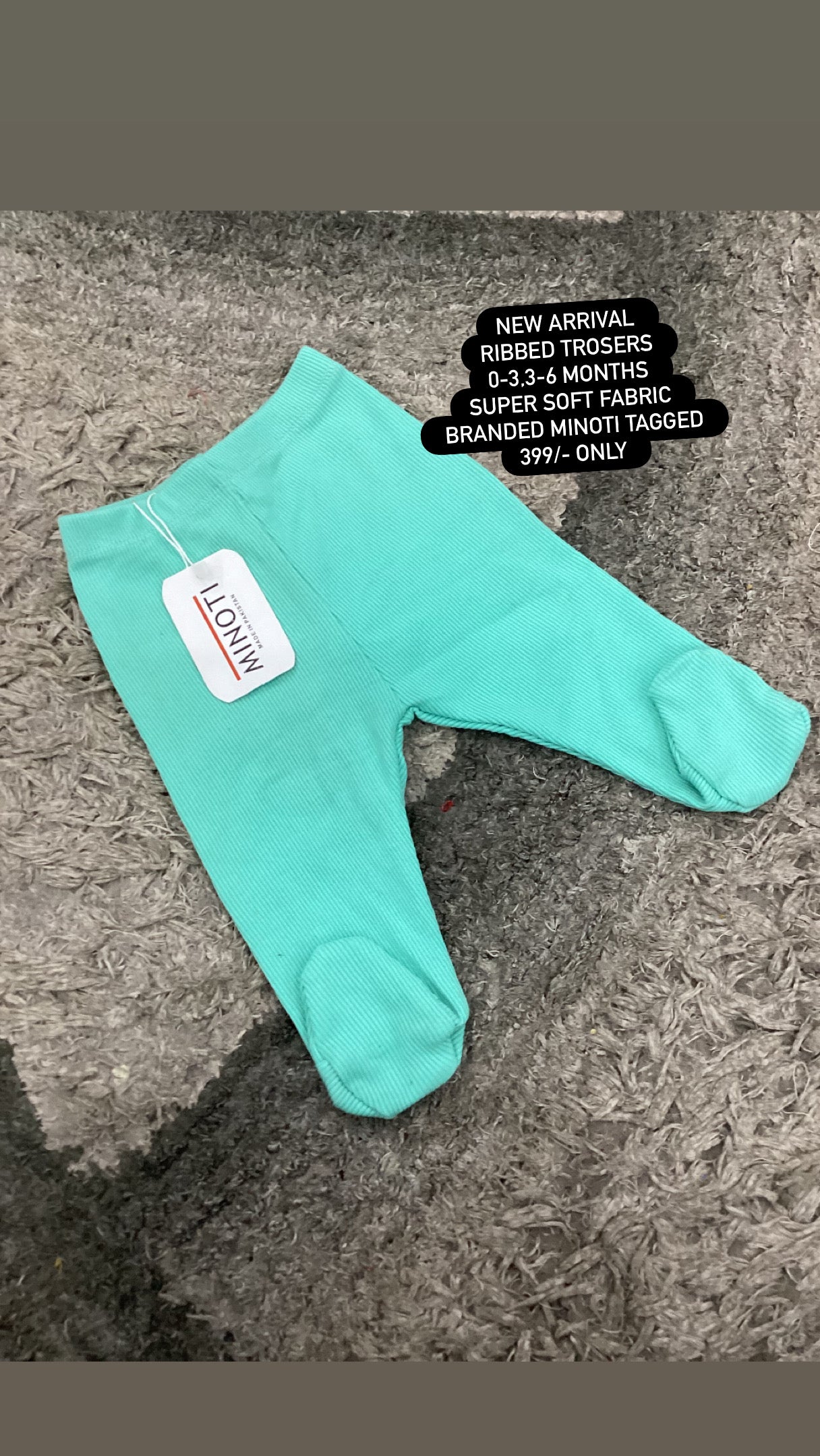 Kids Infant Affordable Baby Outfits –- Winter Mid Weather Ribbed Minoti Branded Trousers