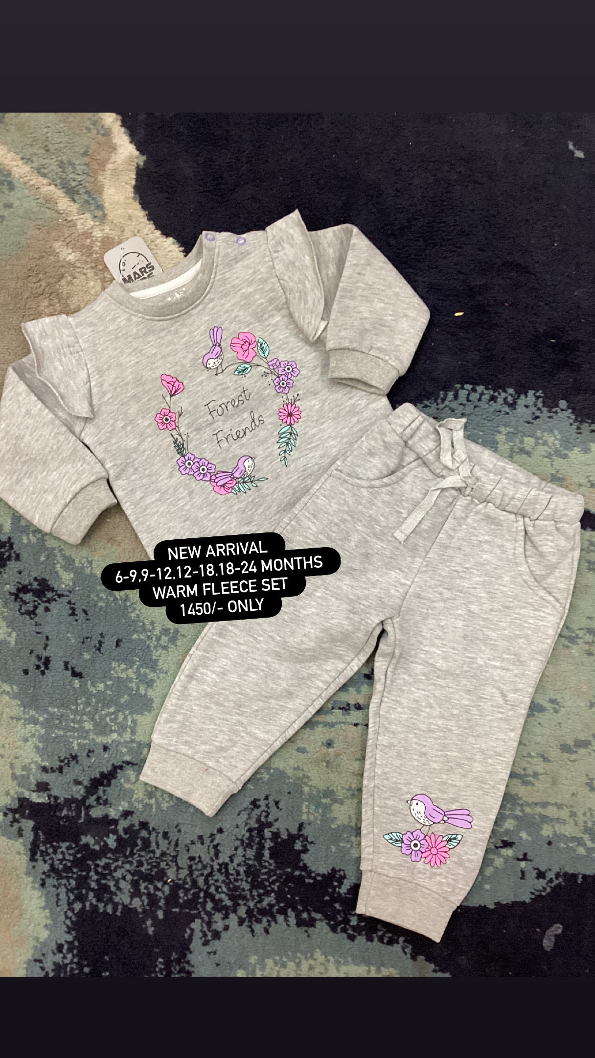 Kids Girls Infant Affordable Baby Outfits –- Winter Warm Fleece Branded Track Suit