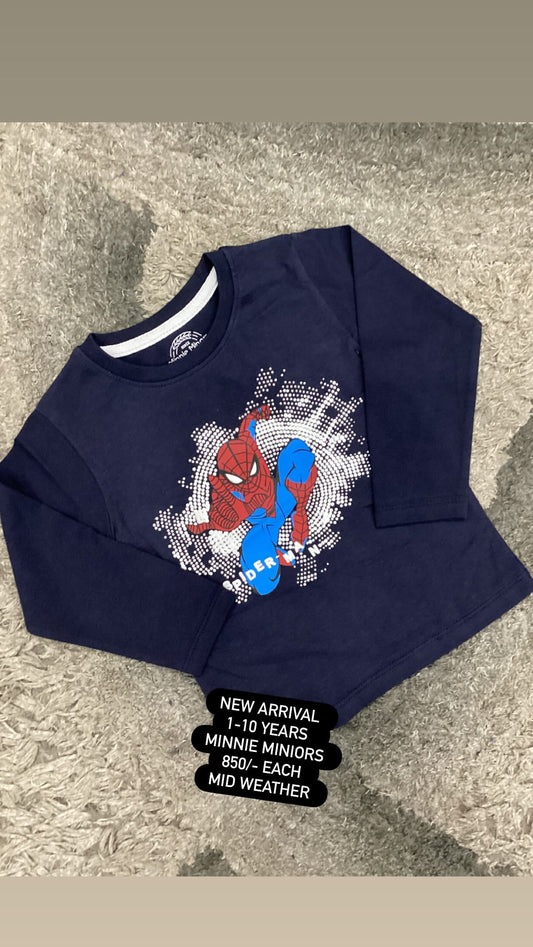 Kids Boys Affordable Baby Outfits –- Winter Terry Warm Branded Sweat Shirt Original Minnie Minors