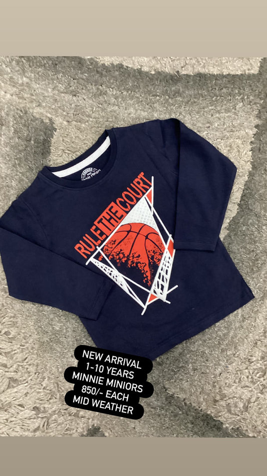 Kids Boys Affordable Baby Outfits –- Winter Terry Warm Branded Sweat Shirt Original Minnie Minors