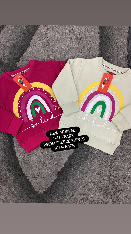 Kids Girls Affordable Baby Outfits –- Winter Warm Branded Fleece Warm Shirt