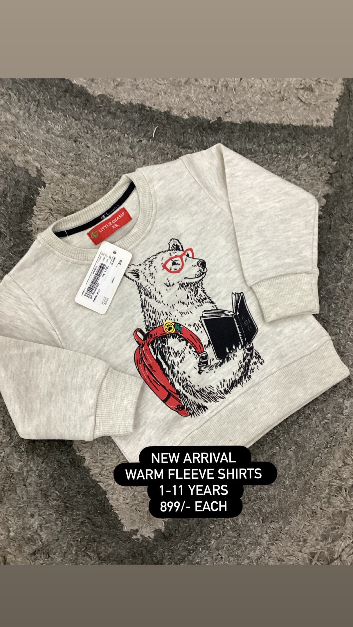 Kids Boys Girls Affordable Baby Outfits –- Winter Warm Fleece Branded Shirt