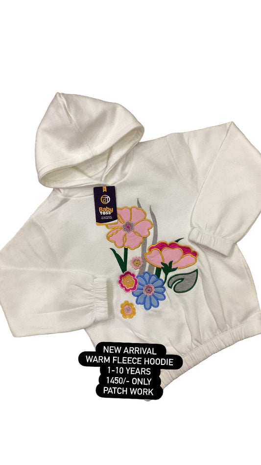 Kids Girls Affordable Baby Outfits –- Warm Fleece Branded Hoodie Embroided