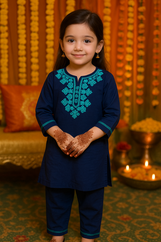 Kids Girls 2 Piece Eid New Arrivals Summer Lawn High Quality Embroider Shirts with Trouser