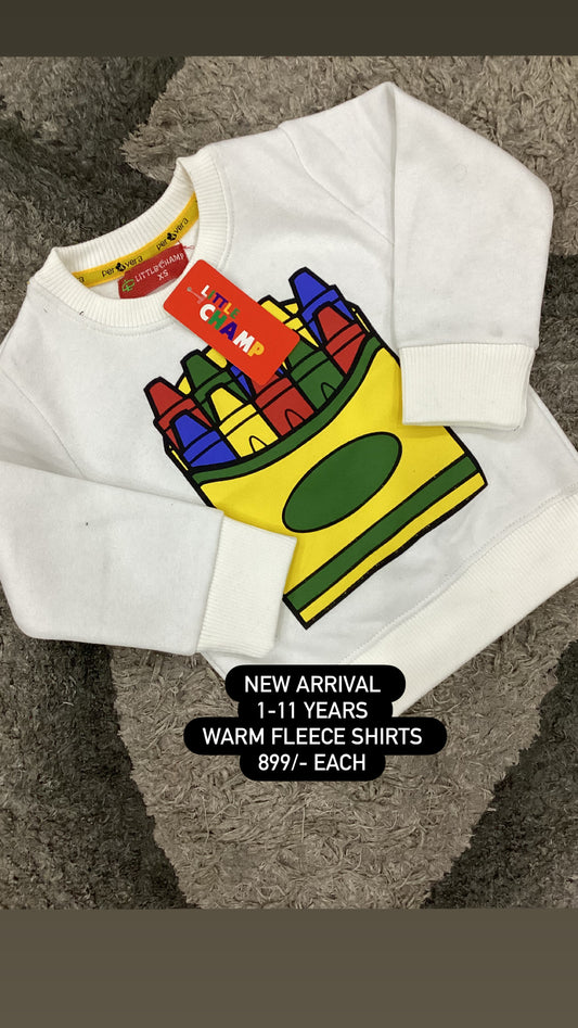 Kids Girls Boys Affordable Baby Outfits –- Winter Warm Branded Fleece Warm Shirt