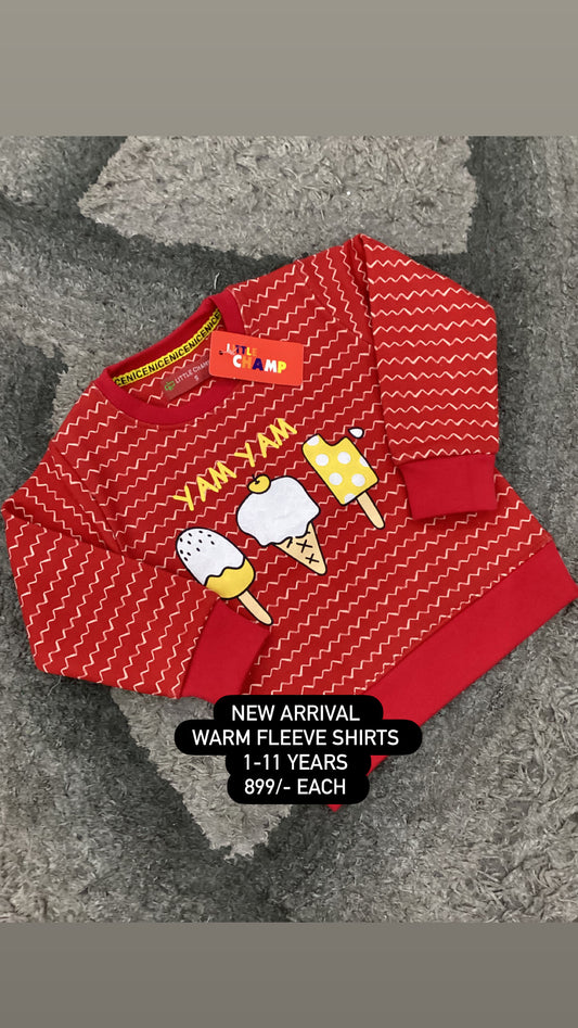 Kids Girls Affordable Baby Outfits –- Winter Warm Fleece Branded Shirt