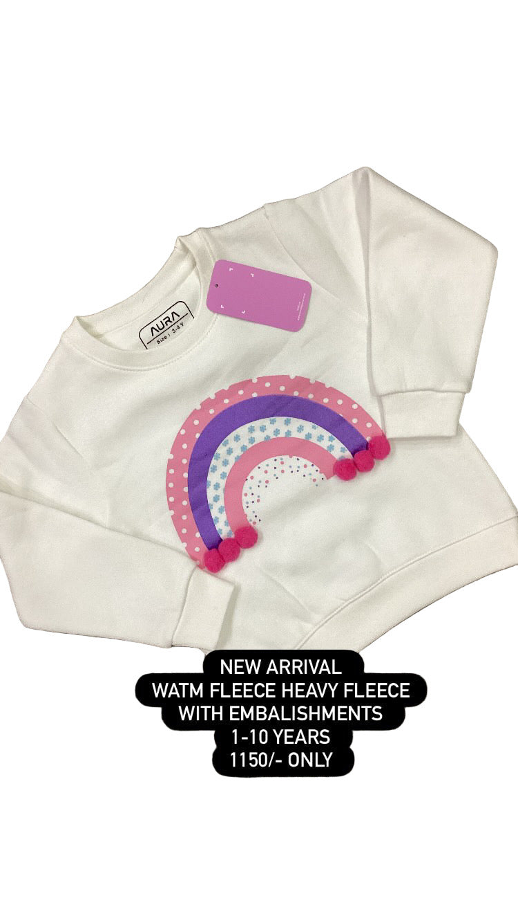 Kids Girls Affordable Baby Outfits –- Warm Fleece Branded Shirt