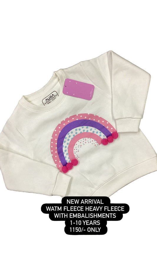 Kids Girls Affordable Baby Outfits –- Warm Fleece Branded Shirt