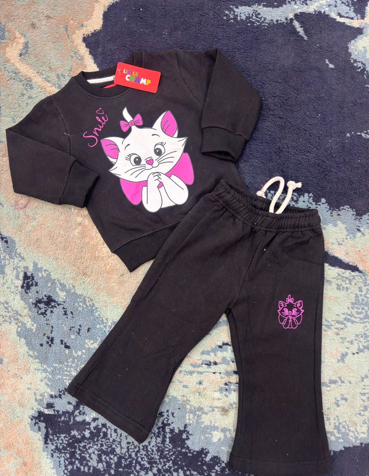 Kids Girls Affordable Baby Outfits –- Winter Warm Fleece Branded Track Suit
