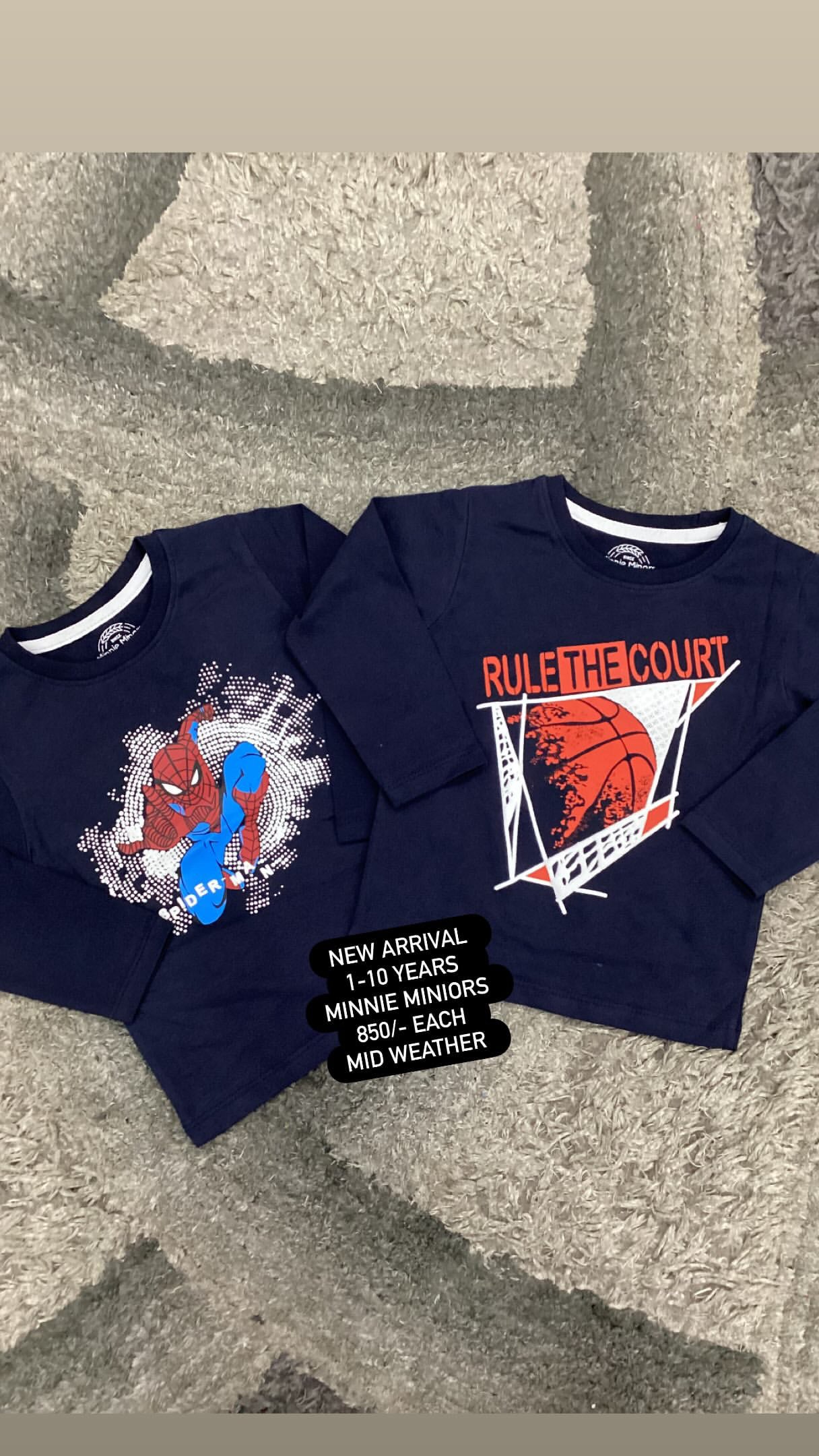 Kids Boys Affordable Baby Outfits –- Winter Terry Warm Branded Sweat Shirt Original Minnie Minors