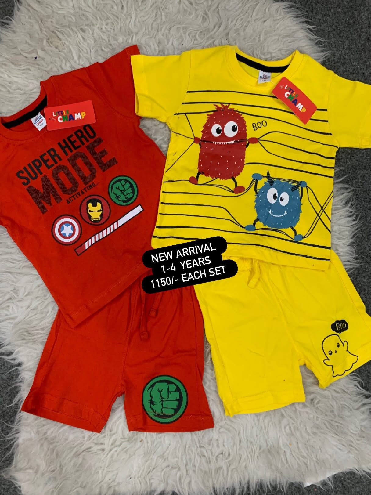 Kids Girls Boys Affordable Baby Outfits –- Summer New Arrival Original Branded Shirt with Shorts