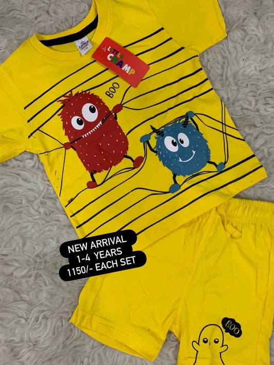 Kids Girls Boys Affordable Baby Outfits –- Summer New Arrival Original Branded Shirt with Shorts