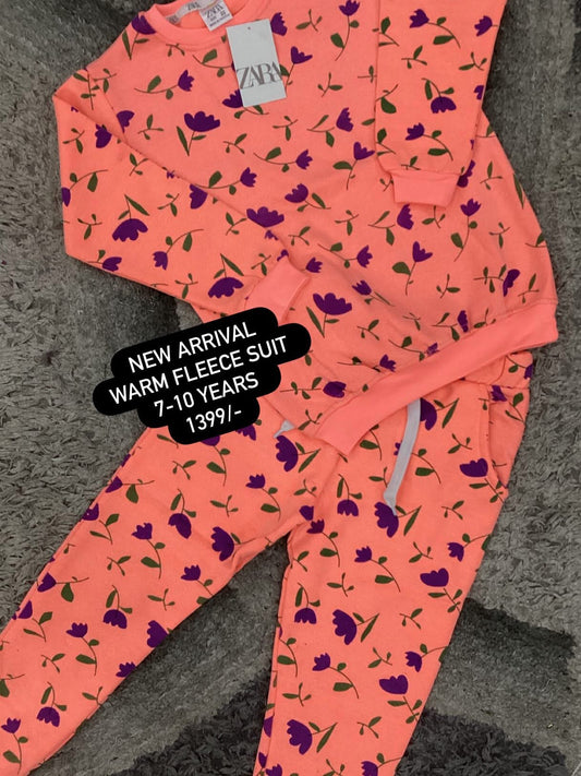 Kids Girls Affordable Baby Outfits –- Winter Warm Fleece Track Suit