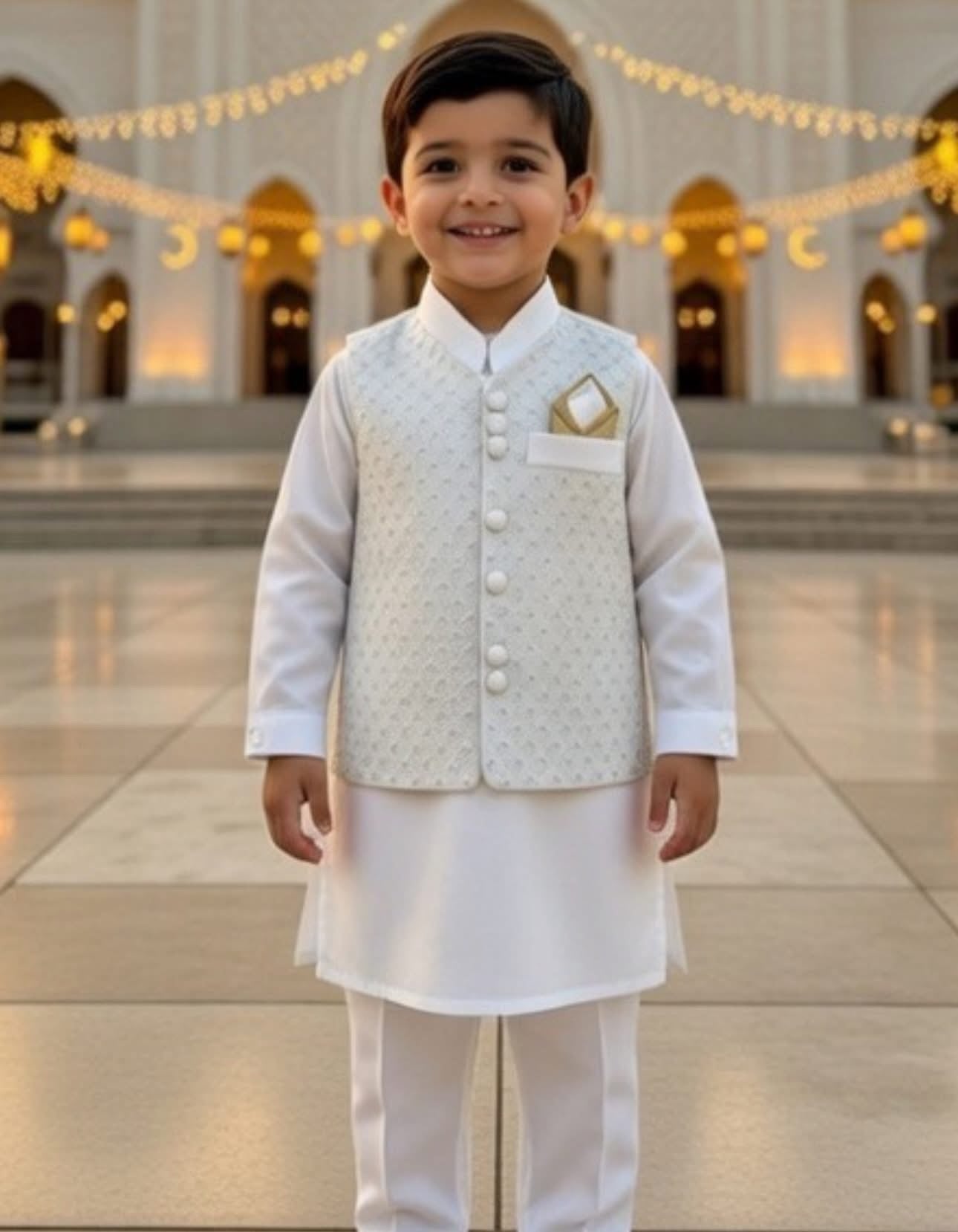 Kids Ramadan & Eid Collection 2026: Boys Branded Cotten Kurta and Trouse with Embroided Waistcoat