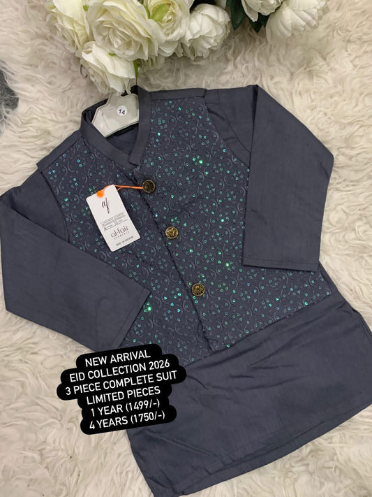 Kids Ramadan & Eid Collection 2026: Boys Branded Cotten Kurta and Trouser with Embroided Waistcoat