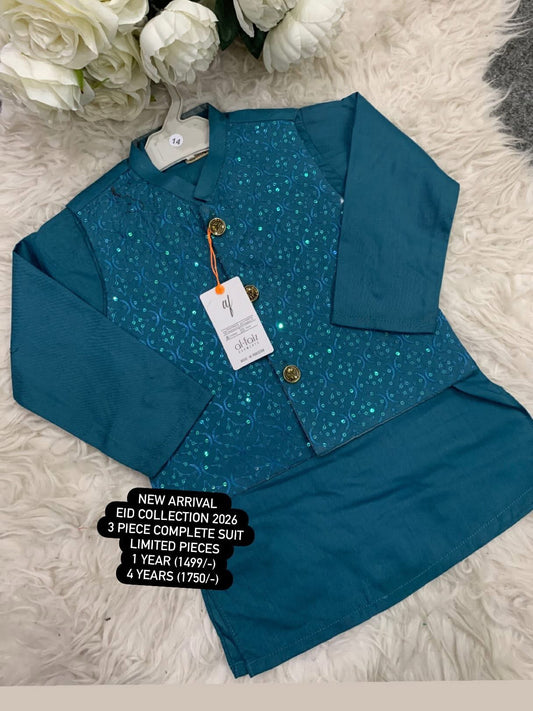 Kids Ramadan & Eid Collection 2026: Boys Branded Cotten Kurta and Trouser with Embroided Waistcoat