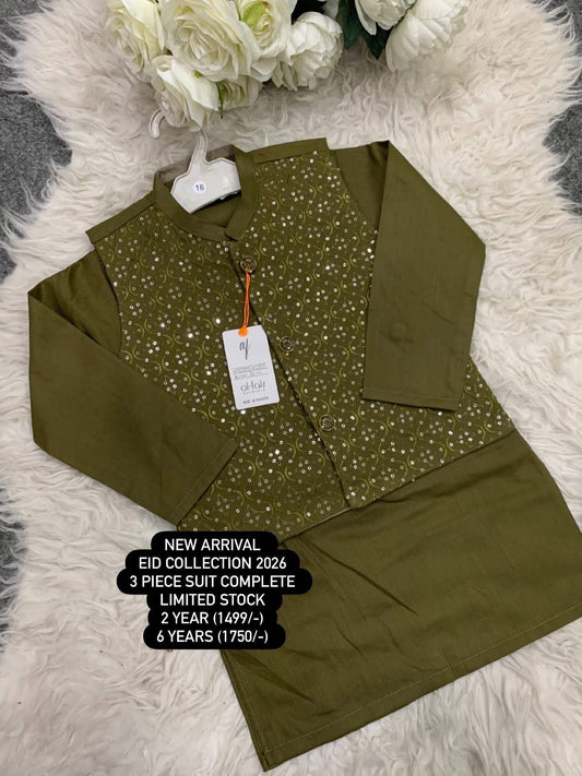Kids Ramadan & Eid Collection 2026: Boys Branded Cotten Kurta and Trouser with Embroided Waistcoat