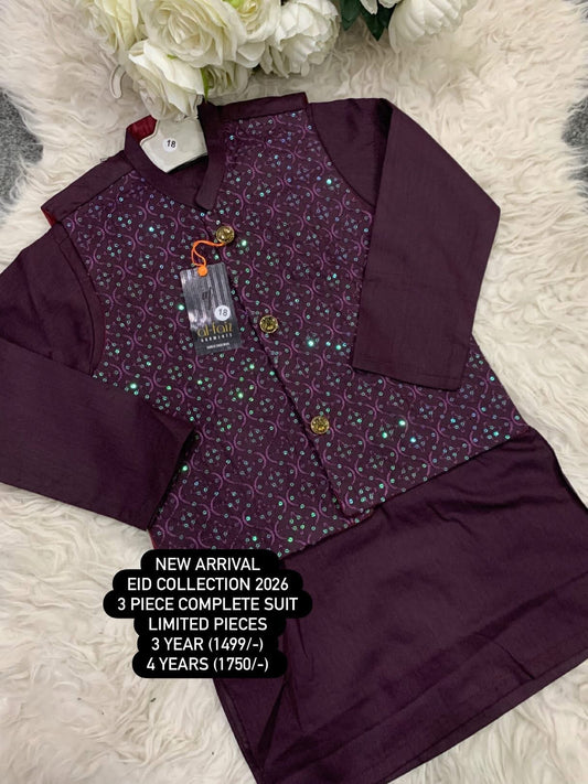 Kids Ramadan & Eid Collection 2026: Boys Branded Cotten Kurta and Trouser with Embroided Waistcoat