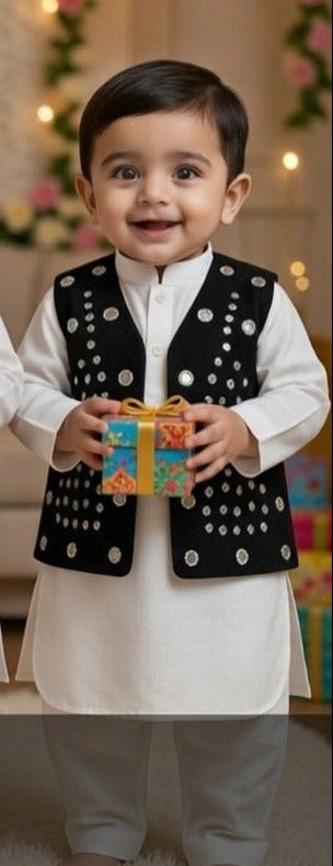 Kids Ramadan & Eid Collection 2026: Boy Branded Kurta/Trouser/Waistocat 3 Piece Suit