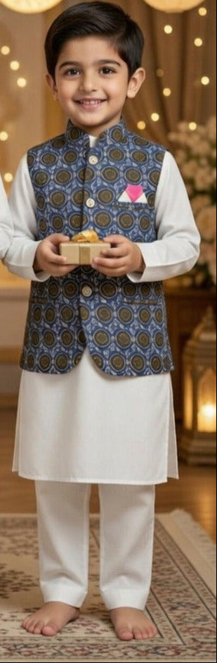 Kids Ramadan & Eid Collection 2026: Boy Branded Kurta/Trouser/Waistocat 3 Piece Suit