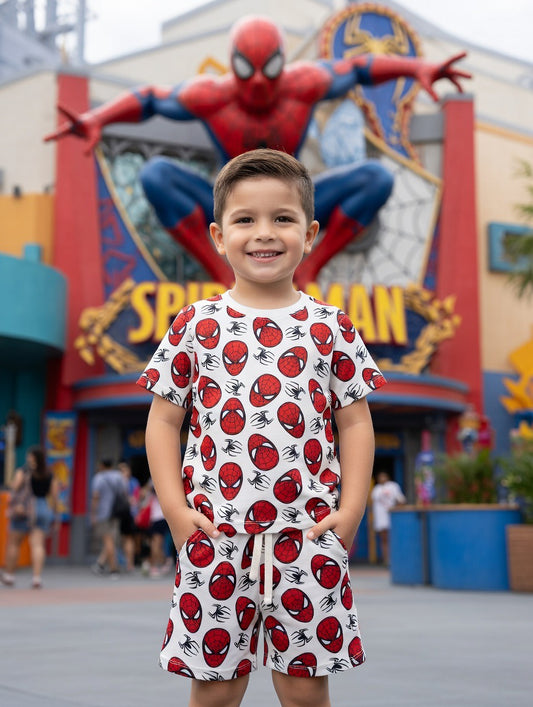 Kids Boys Affordable Baby Outfits –- Summer New Arrivals 2 Piece Shirt with Shorts SpiderMan