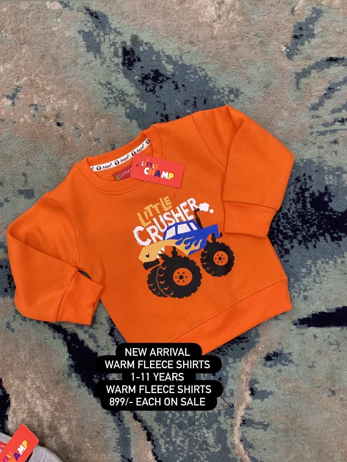 Kids Boys Affordable Baby Outfits –- Winter Fleece Warm Branded Sweat Shirt