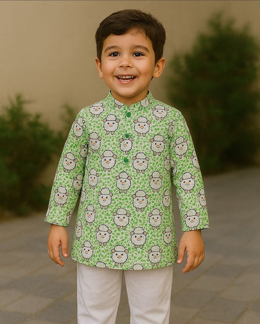 Celebrate Eid in style! Kids Boys Summer Lawn Bakra Print – New Arrival perfect for 2025 Eid fashion