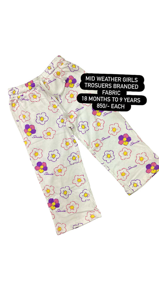 Kids Girl Affordable Baby Outfits –- Printed Branded Cotton Trousers