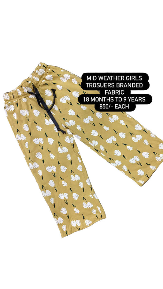 Kids Girl Affordable Baby Outfits –- Printed Branded Cotton Trousers
