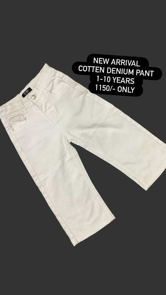 Kids Boy Girl Affordable Baby Outfits –- Branded Cotton Denim Pent White