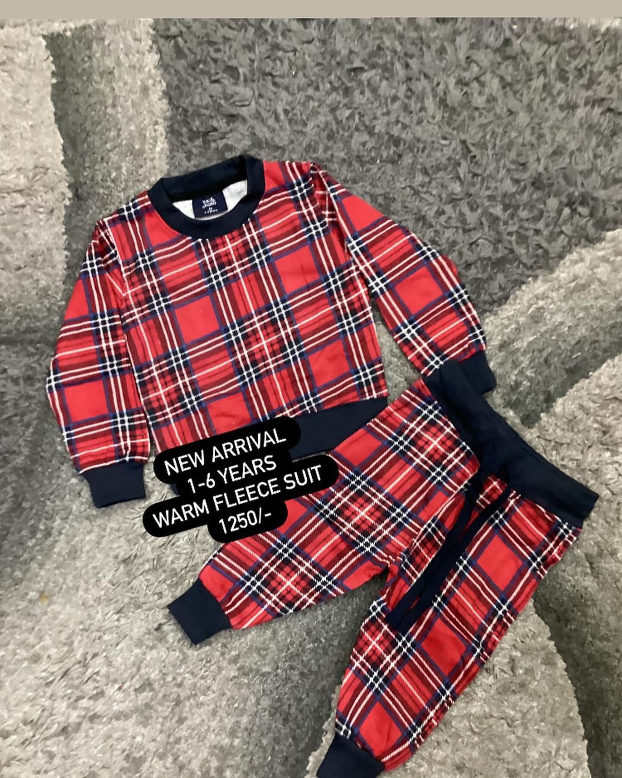 Kids Winter Gala New Arrivals Fleece Warm Shirt and Trouser Red and Black UK Style