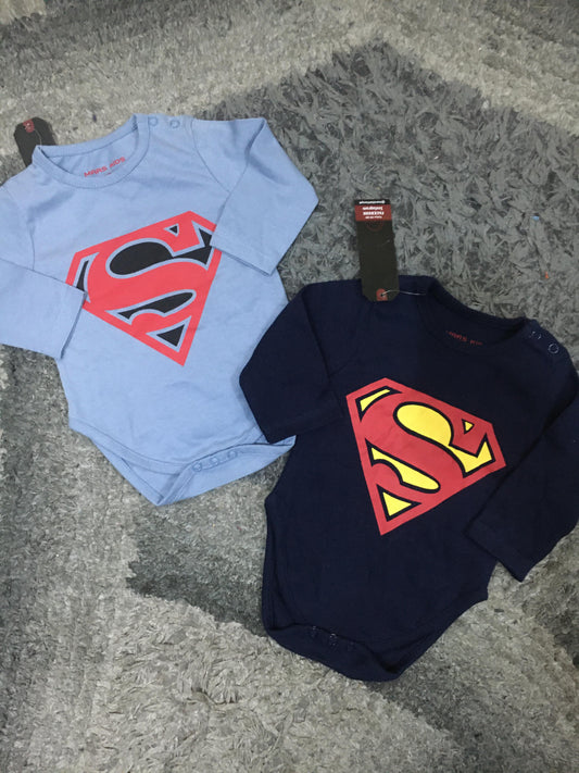 Kids Boys Summer Sale Pack of 2 Rompers Superman Branded 3-6 Months