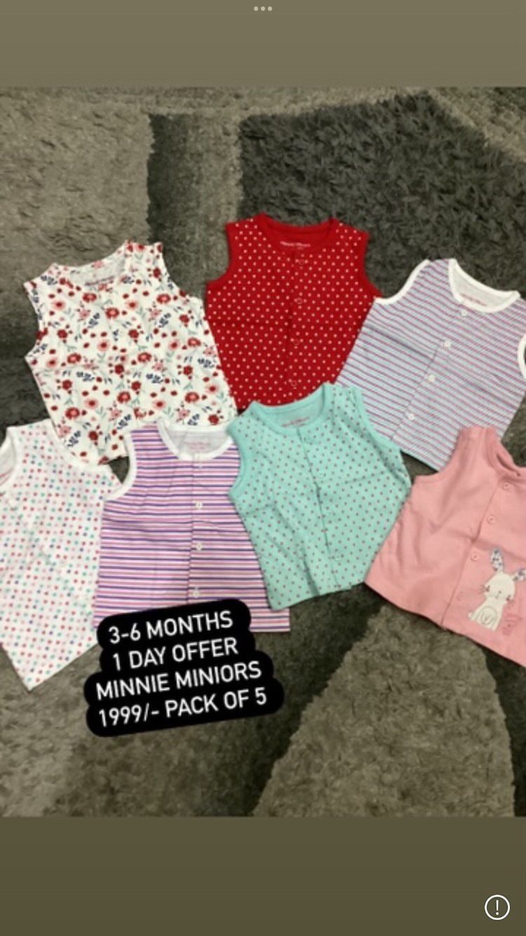 Kids Girls Summer Pack of 5 Original Minnie Minors Sandos 3-6 Months