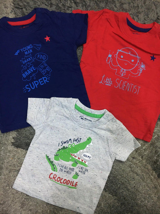 Kids Infant Original Minnie Minors Summer Pack of 3 Shirts