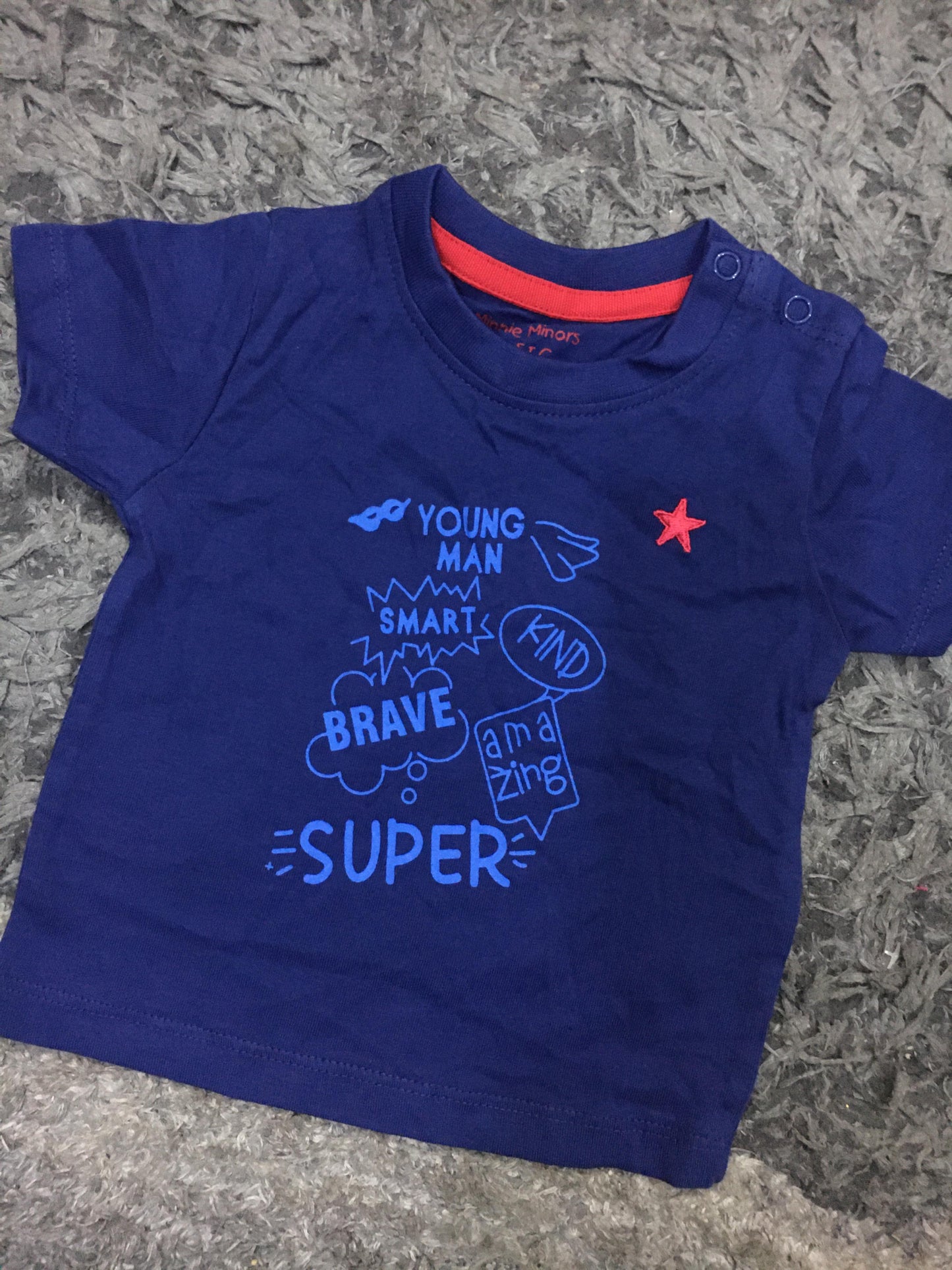 Kids Infant Original Minnie Minors Summer Blue Shirt Super Brave