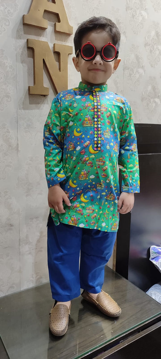 Kids Boys Summer Eid Collection 2024 2 Piece Suit Cotton Lawn Stuff Branded