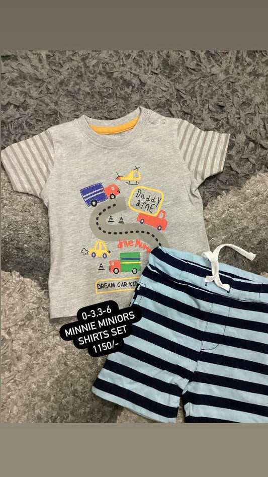 Kids Infant Original Minnie Minors Gray Shirt with Lining Shorts