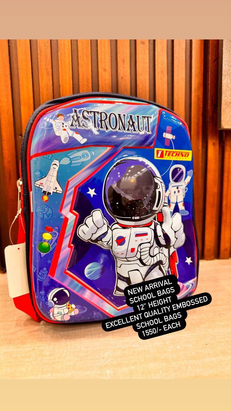 Kids Girls Boys 3D Embossed School Bag 12 Inches Height Excellent Quality Astronot