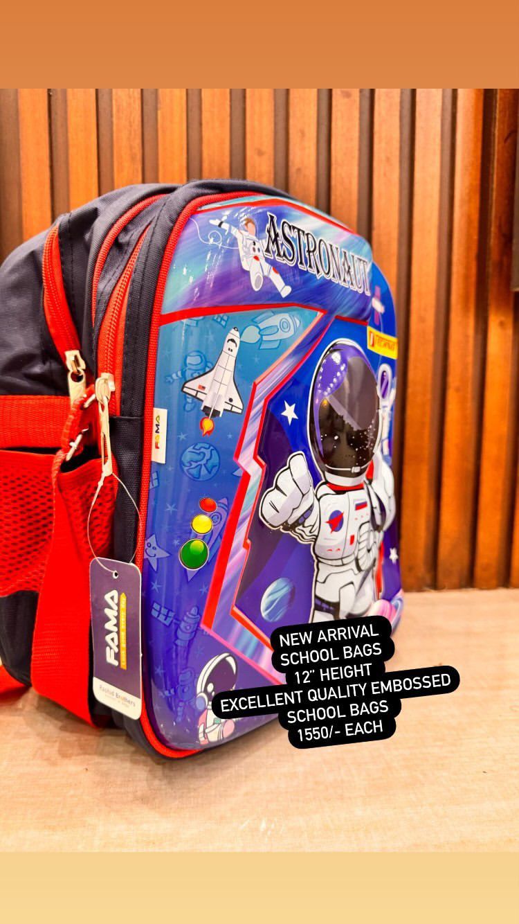 Kids Girls Boys 3D Embossed School Bag 12 Inches Height Excellent Quality Astronot