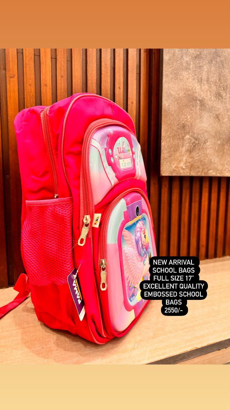 Kids Girls Boys 3D Embossed School Bag 17 Inches Height Excellent Quality Unicorn