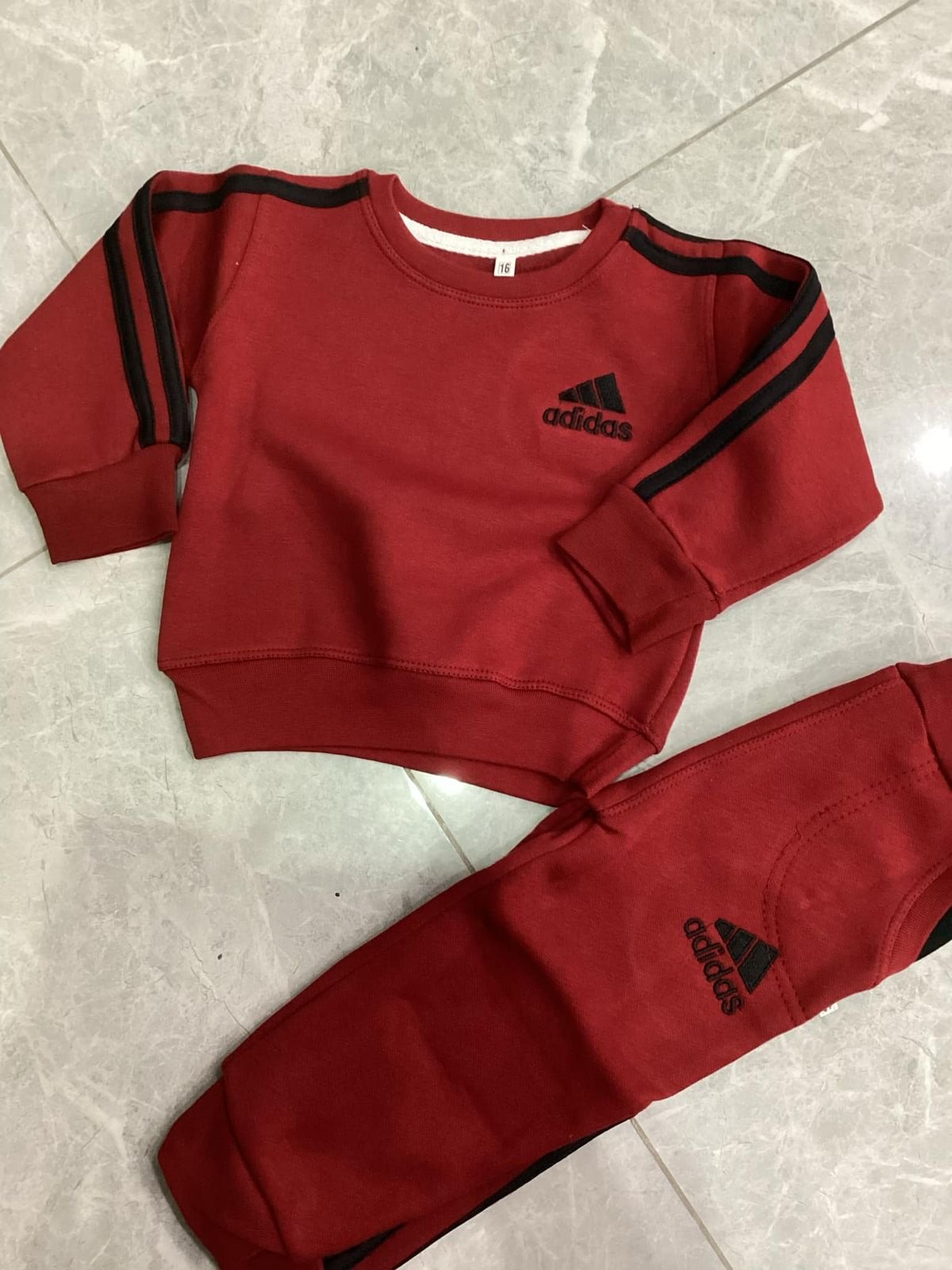 Kids Girls Boys Imported Fleece Warm Adids Suits Branded Maron