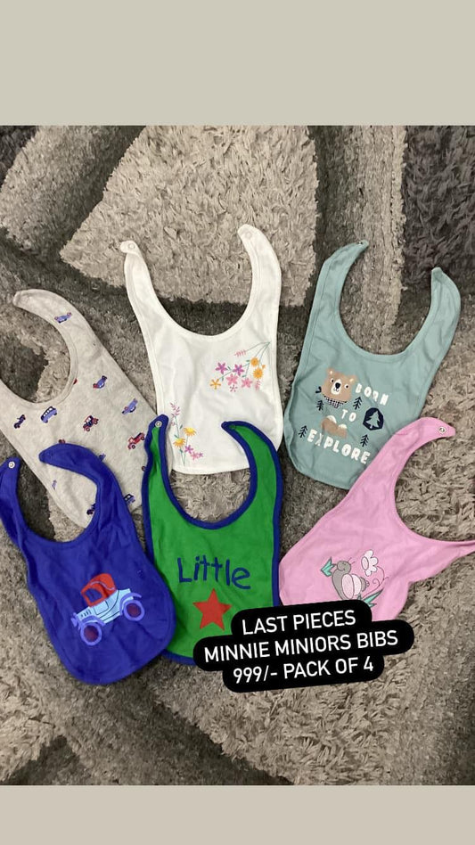 Kids Infant Minnie Minors Original Pack of 4 Bibs