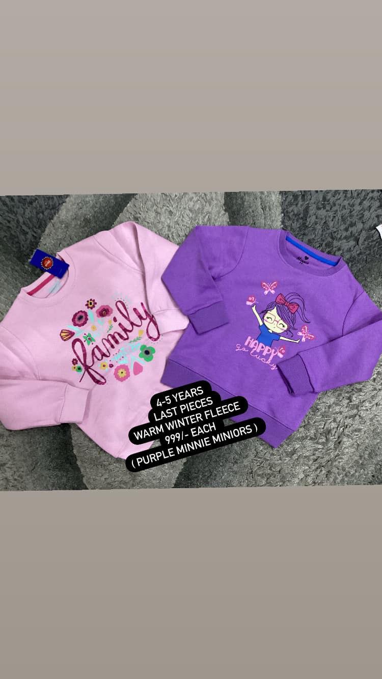 Kids Girls Winter Fleece warm Pink and Purple Shirt Imported Brand