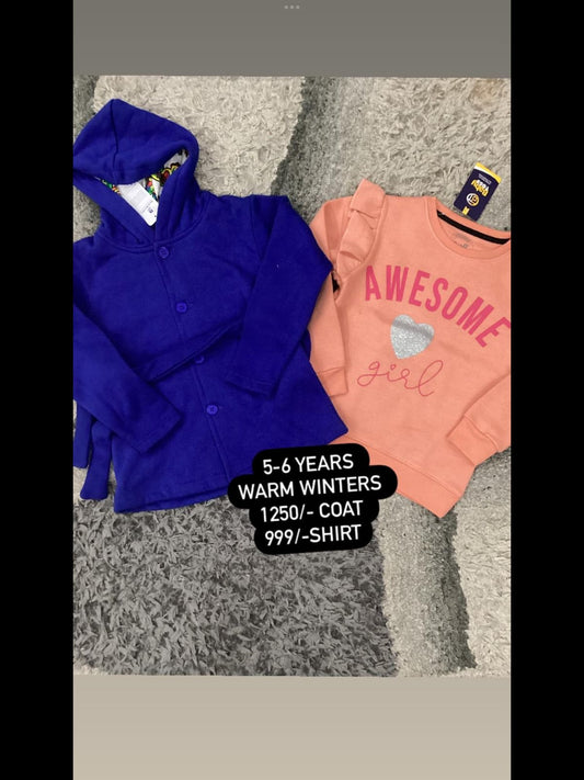 Kids Girls Winter Fleece Warm Shirt Imported Brand