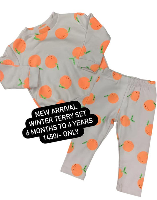 Kids Girls Winter Terry Stuff Imported Branded Track Suit