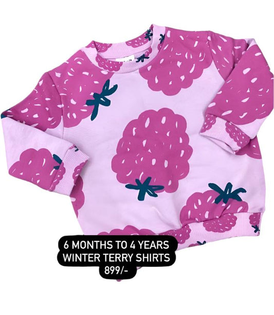 Kids Girls Winter Terry Stuff Imported Branded Shirts