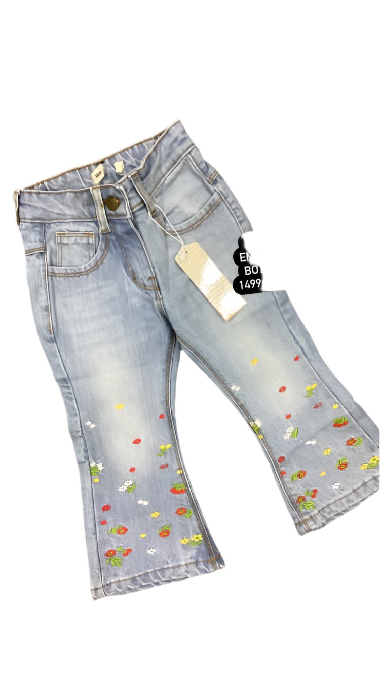 Kids Girls Embroided Denim Jeans Imported Branded